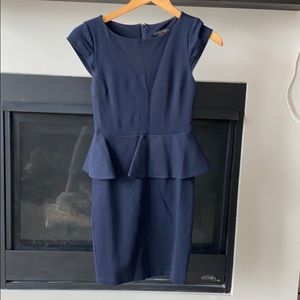 Navy Alice + Olivia Peplum Dress